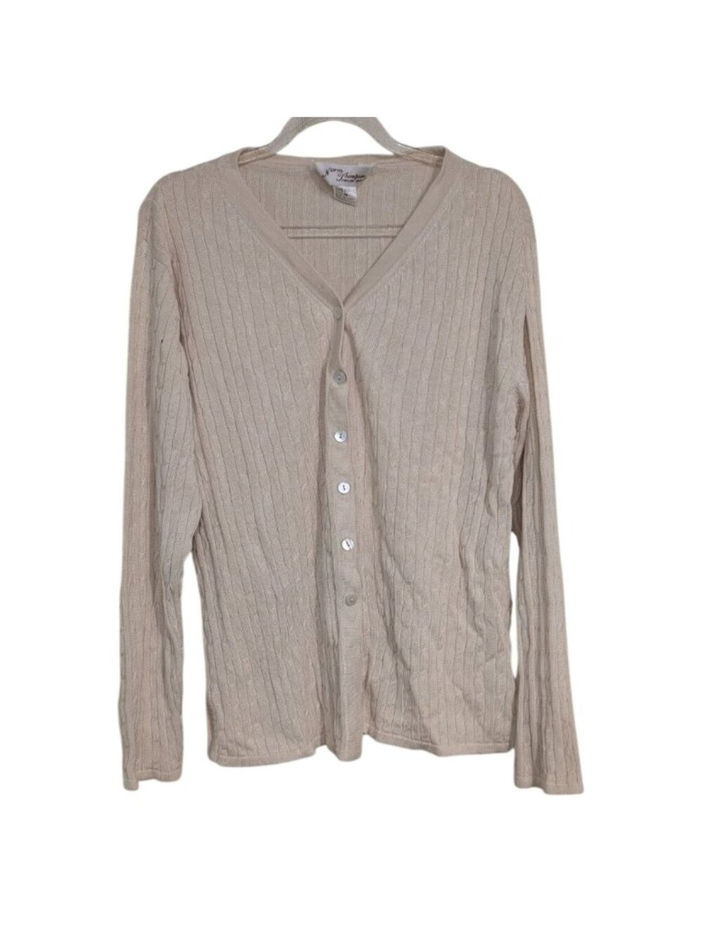 Vintage Silk Cable Knit Cardigan Womens Size Medium Cream Academia Quiet Luxury
